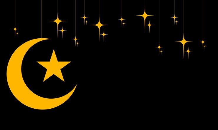 Vector ramadan kareem minimalist background luxury gold ornament black background copy space for text