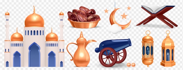 ramadan kareen elements in realistic style