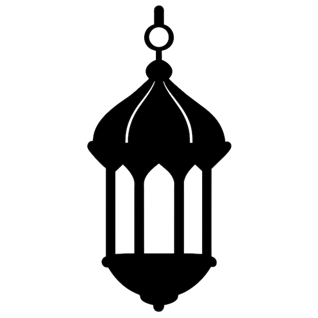 Ramadan Lantern vector silhouette black color silhouette white background 15