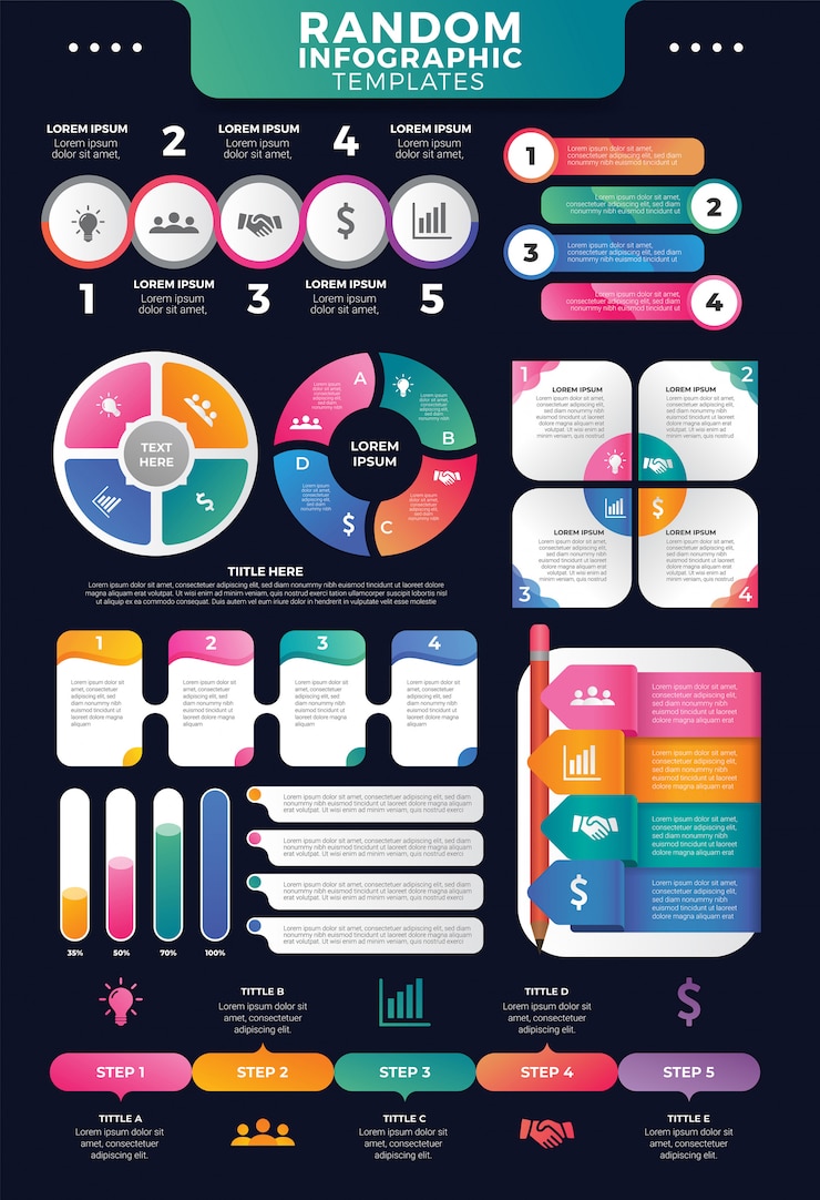 Vector random infographic templates for marketing 