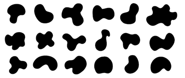 random shape set big collection of organic black amoeba blobs abstract fluid