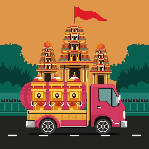 Rath Yatra vector graphics design