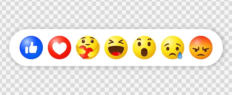 Vector reaksi emoji facebook dan ikon notifikasi media sosial