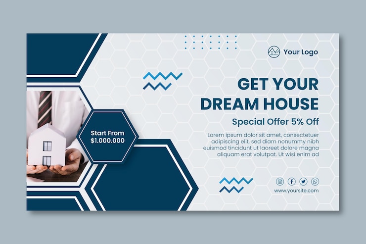Vector real estate horizontal banner