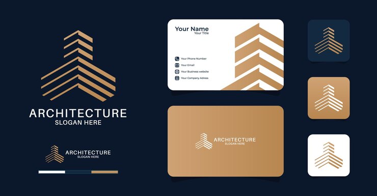 Real estate logo design with business card premium vector