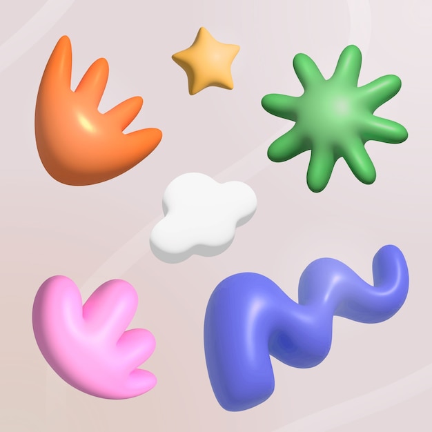Realistic 3d abstract shapes element collection