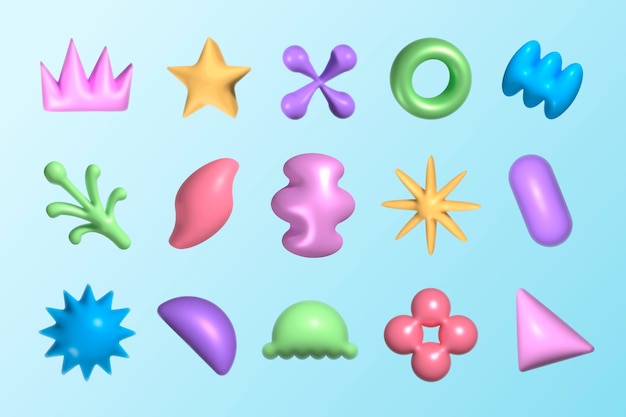 Realistic 3d abstract shapes elements collection