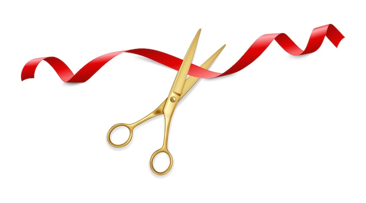 Realistic 3d Detailed Scissors Cut Red Ribbon Vector