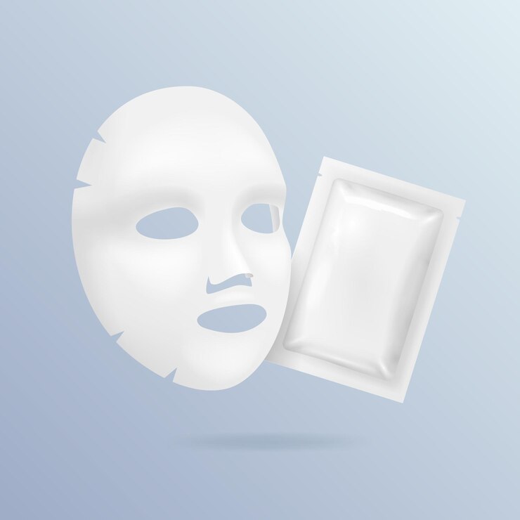 Realistic 3d Detailed White Blank Facial Mask and Pack Moisturizer Cosmetics Empty Template Mockup Set Vector illustration