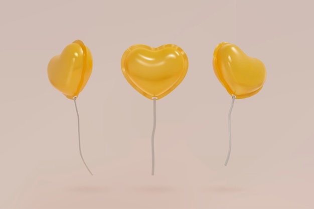realistic 3d helium balloons background with golden color