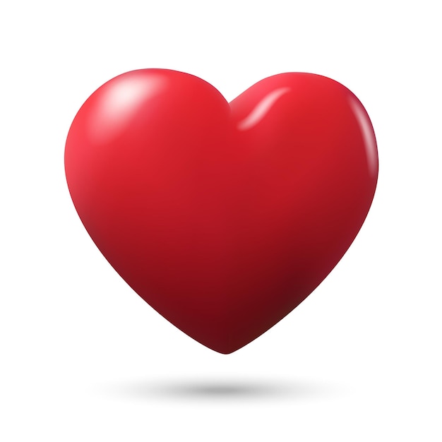 Realistic 3d Red heart design icon love symbol Vector illustration