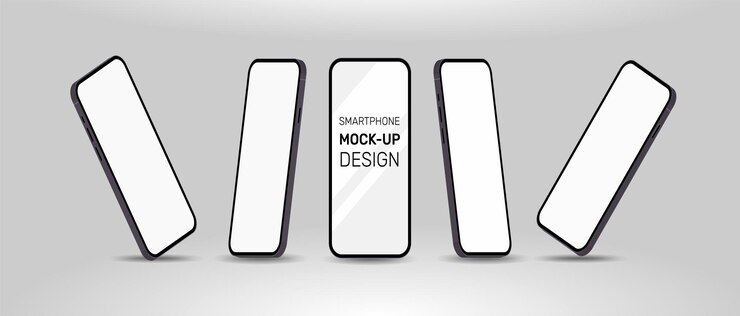 Realistic 3d smartphone mockup for application, game, and web page view. Device UI UX mockup for pre