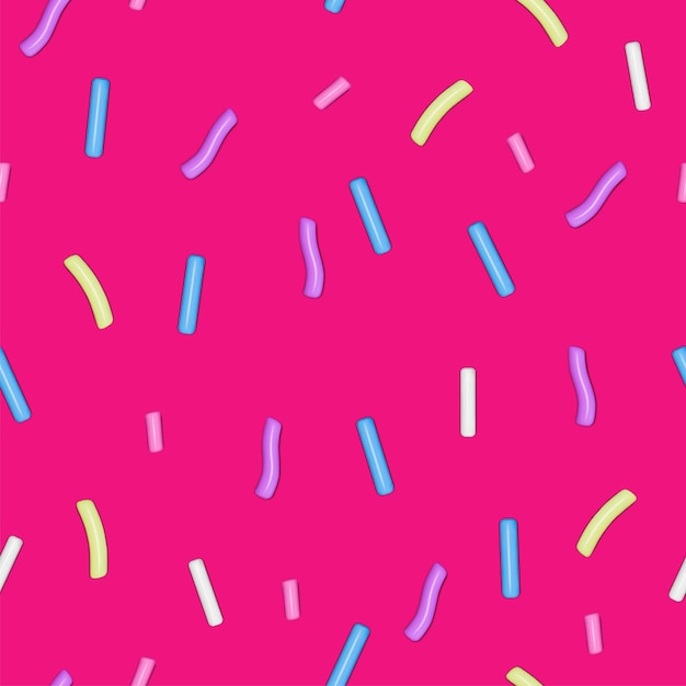 Realistic 3D sprinkles colorful design seamless pattern