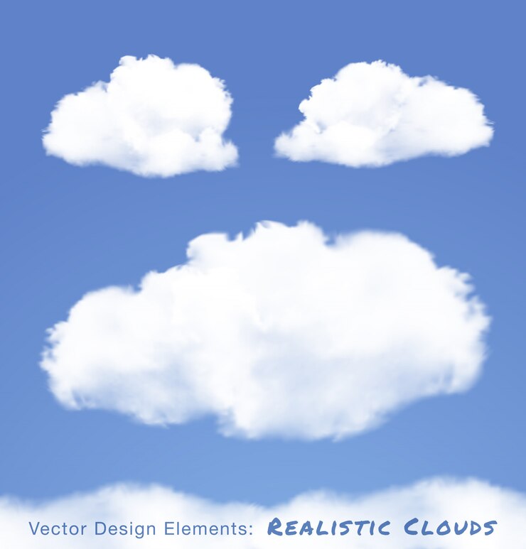 Realistic Clouds on blue sky.  set illustration