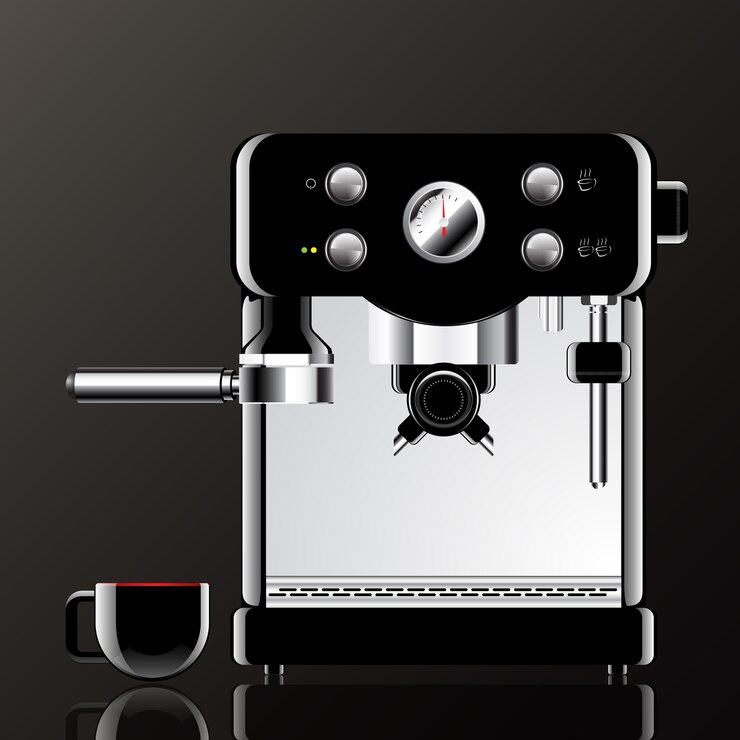 Vector realistic coffee machine with cup