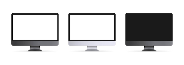 Realistic desktop computer with blank display