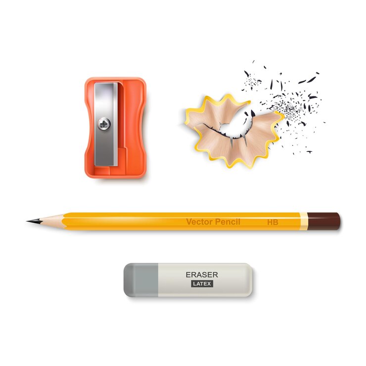 Vector realistic detailed 3d different color stationery tools set vector