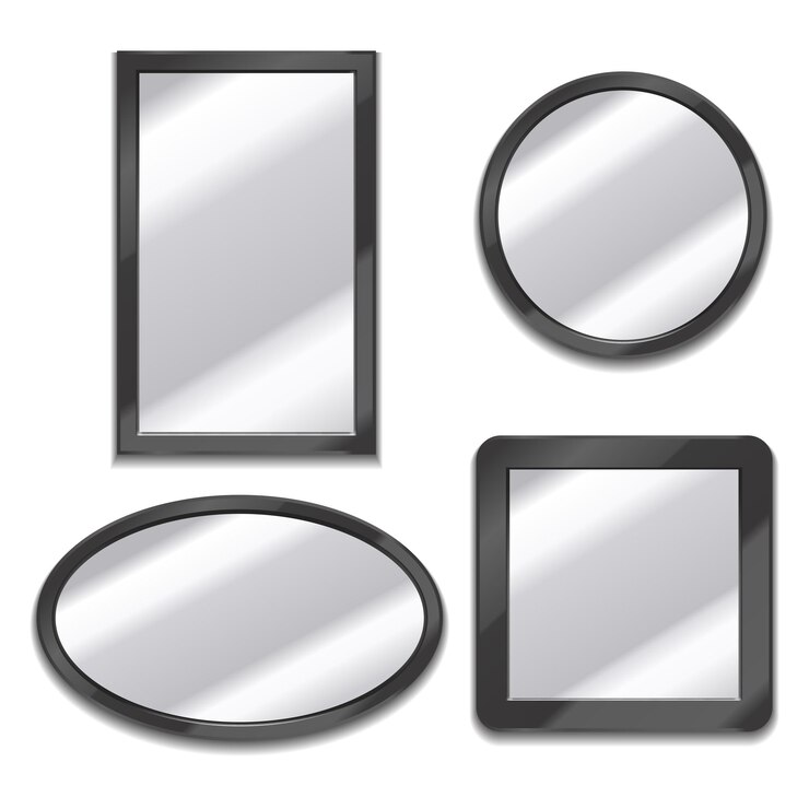Realistic Detailed 3d Different Shape Mirrors Set Vector