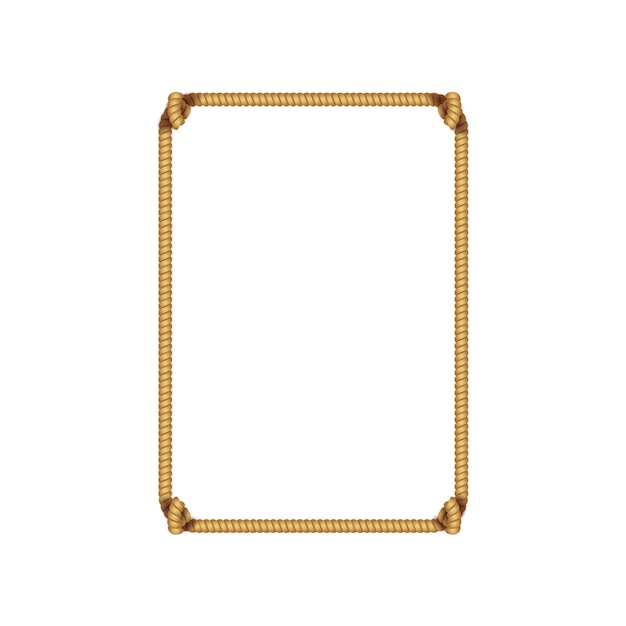 realistic detailed 3d natural jute hemp rope frame vector