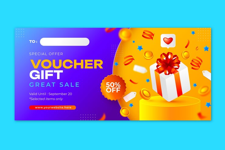 Vector realistic discount voucher template