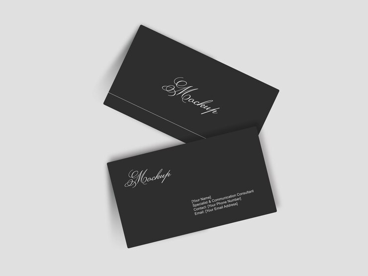 Realistic elegant cards mockup black on white