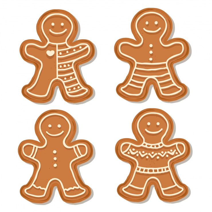 Vector realistic gigngerbread  men collection