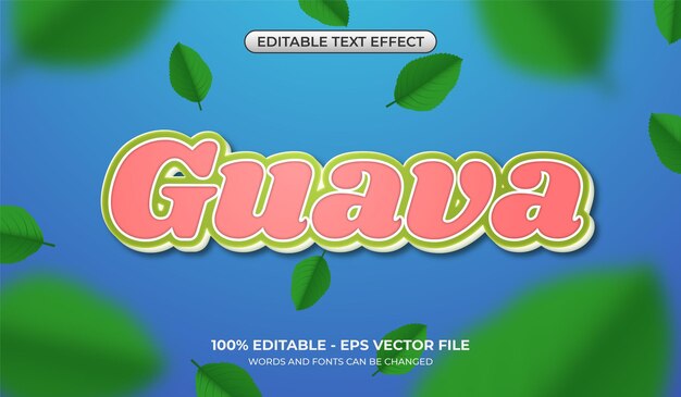 realistic guava text effect editable pink green and white font effect combination
