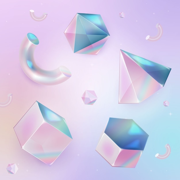 Realistic holographic 3d shapes collection element