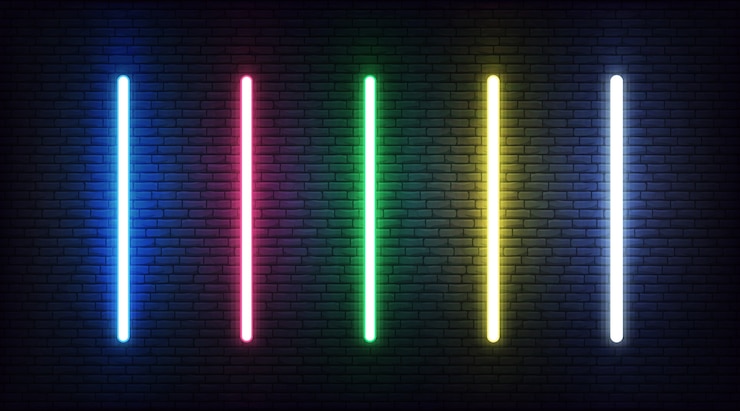 Vector realistic laser set for jedi knights, futuristic light saber sword weapon