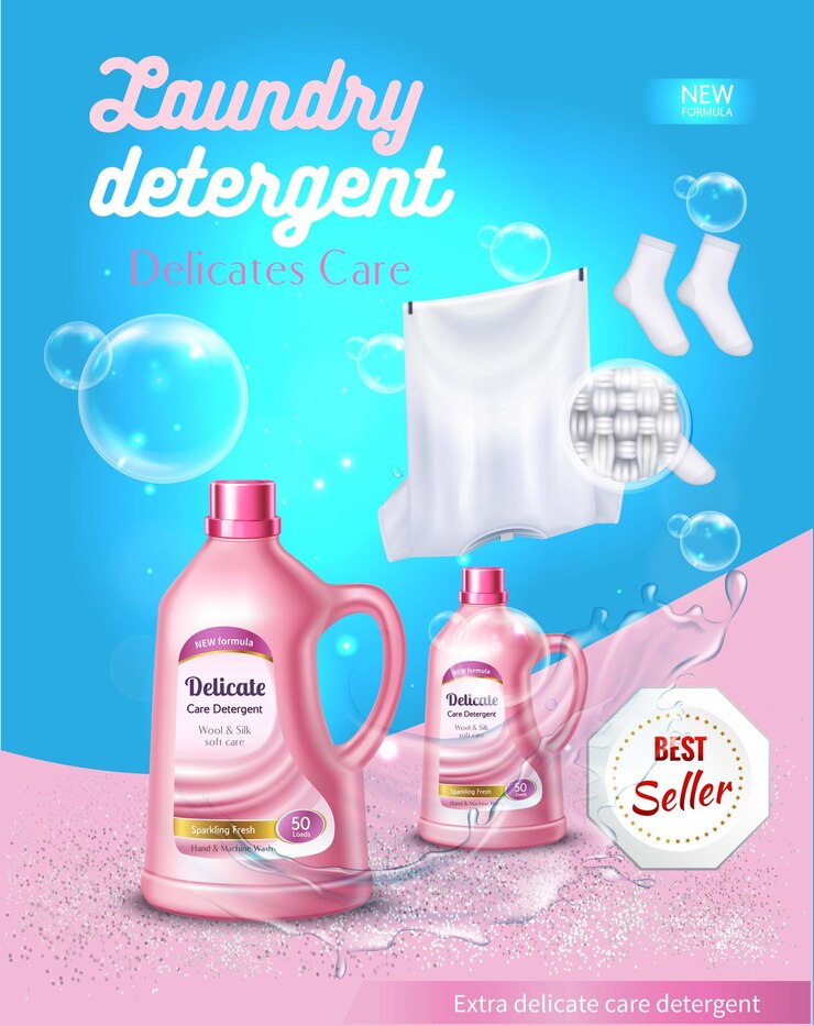 Vector realistic laundry detergent poster