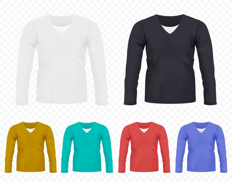 Vector realistic men t-shirt with long sleeves