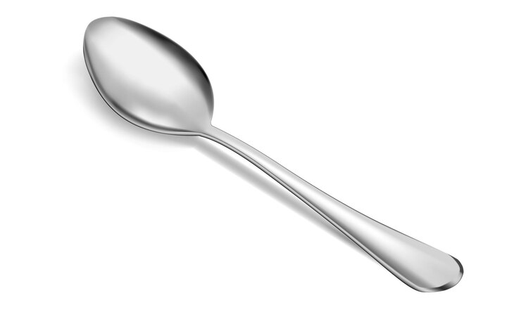 Realistic metal spoon icon isolated on white background 3d realism Vector teaspoon illustration
