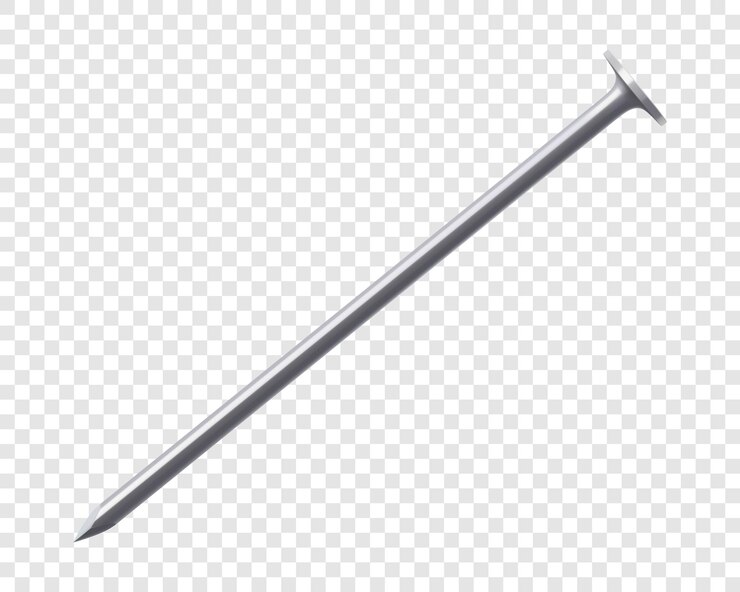Vector realistic metallic nail isolated on white background isometric 3d vector illustration