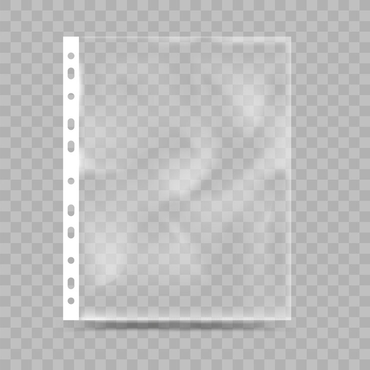 Vector realistic punched pocket.sheet protector .empty plastic bag for paper .plastic bag for business.