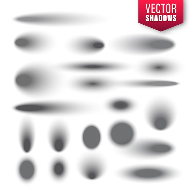 realistic shadow effect round shadows collection isolated on white background surface shading vector