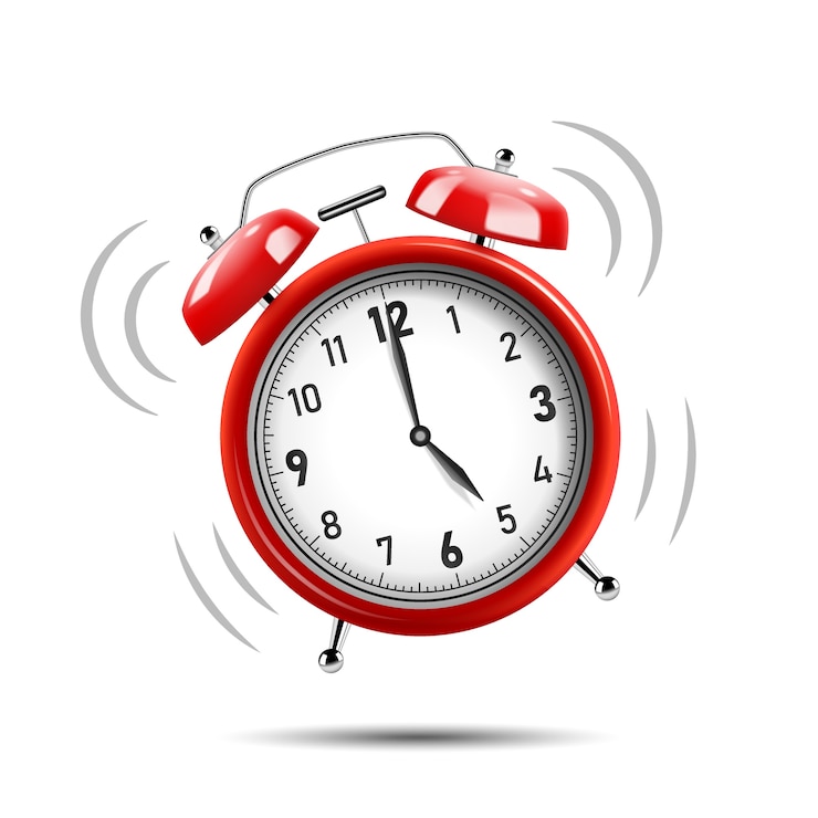 Realistic shiny red alarm clock