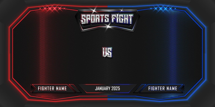 Realistic sports fighting 3d poster with modern metallic logo for boxing, martial art, muay thai