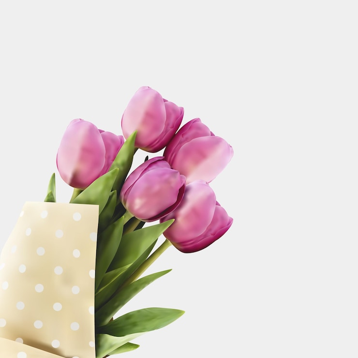 Realistic tulip flower bouquet vector
