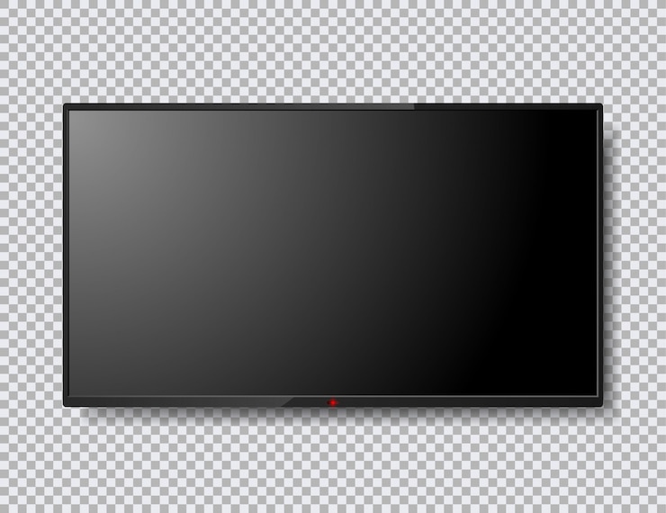Vector realistic tv screen isolated illustration with red button