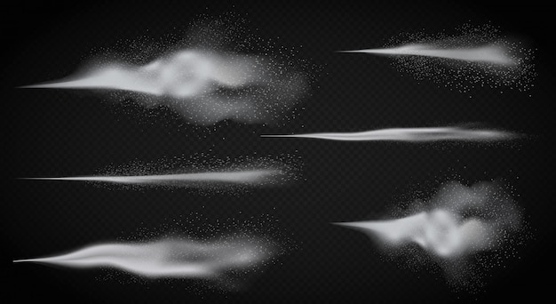  realistic water spray, white detailed smoke mist of atomizer on the dark alpha transperant background