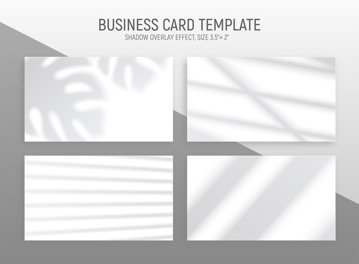 Vector realistic window light set with four horizontal monochrome cards with blurry silhouette illustration