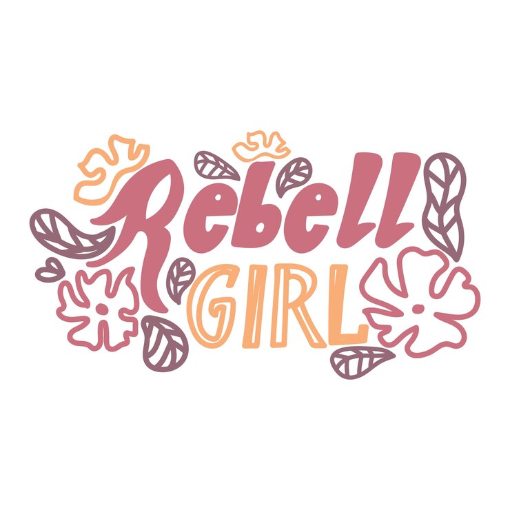 Vector rebell girl vector hand drawn quote lettering