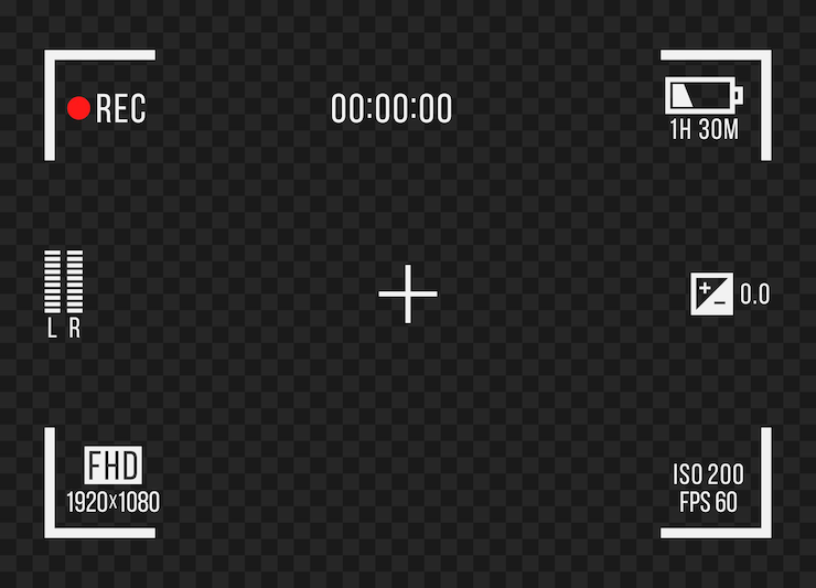Vector recorder cam display rec viewfinders screen for movie recording preview