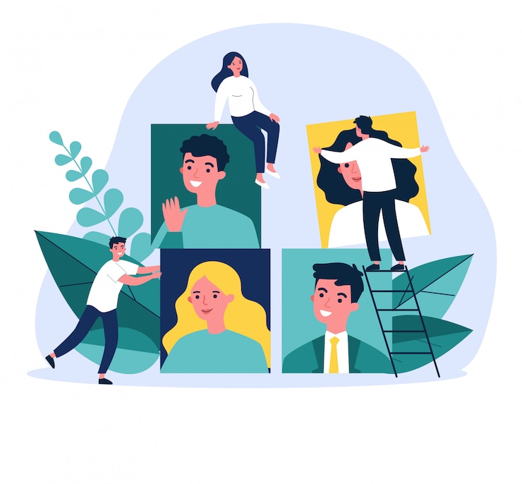 Vector recruiters analyzing job candidates