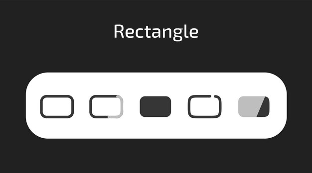 Rectangle icons in 5 different styles as vector