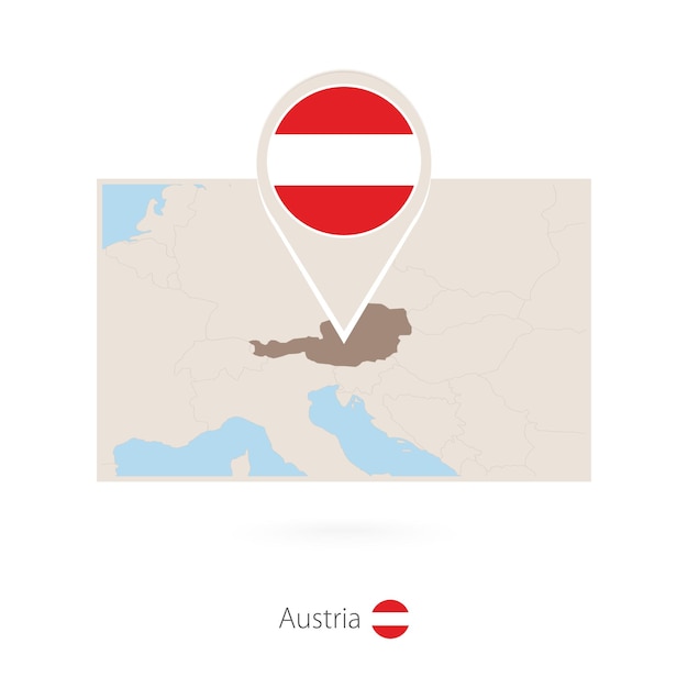 rectangular map of austria with pin icon of austria
