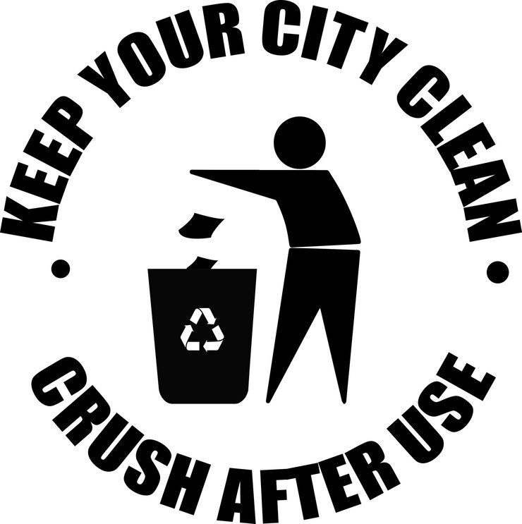 Recycle Bin Sign Recycling Symbol keep Your City Clean Crush After use