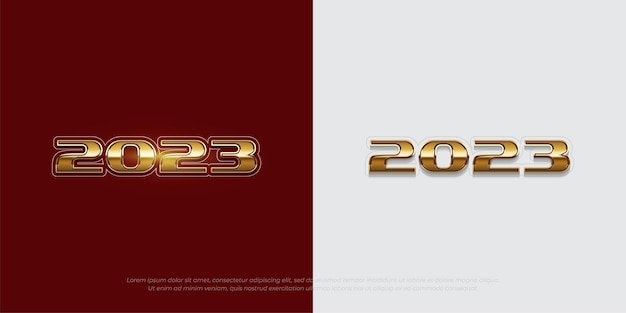 Red and gold luxury of logo design number 2023 for happy new year for poster banner