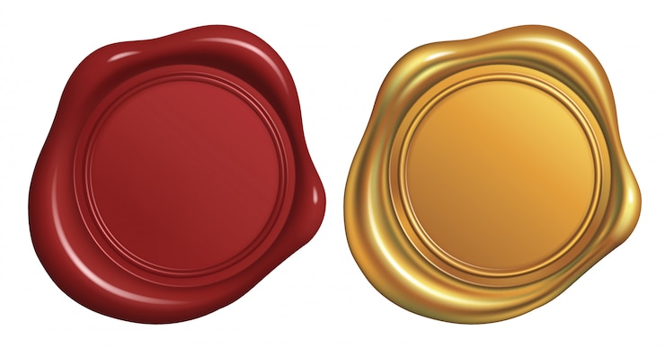 Vector red and golden wax seal stamp
