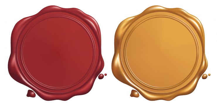 Vector red and golden wax seal